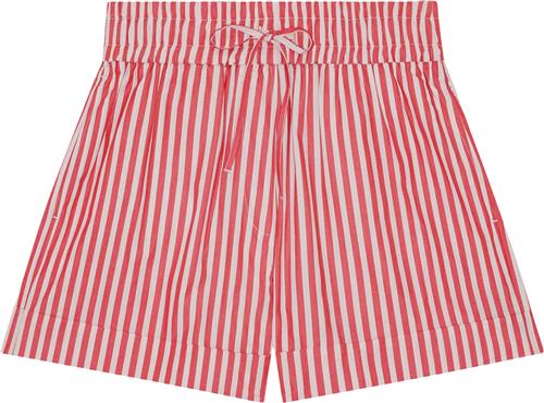 Ganni Stripe Cotton Elasticated Shorts Kvinde Barbados Cherry Casual Shorts Str 42 - hos Magasin