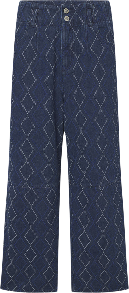 Se HUNKØN Trinity Trousers Kvinde Dark Denim Bukser Str S - Denim hos Magasin ved Magasin