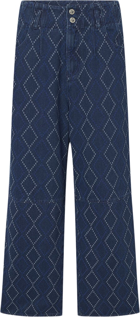 Se HUNKØN Trinity Trousers Kvinde Dark Denim Bukser Str XL - Denim hos Magasin ved Magasin