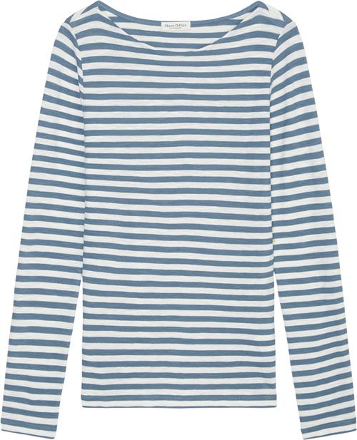 Marc O’Polo Tshirt, Long Sleeve, Boat Neck, st Kvinde Multi/ Hazy Blue Langærmede T-shirts Str XS - hos Magasin