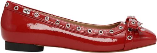 Ganni Eyelets Bow Ballerina Naplack Kvinde Racing Red Ballerinaer Str 38 - hos Magasin