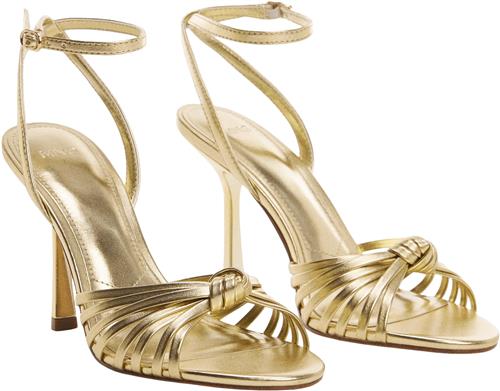 MANGO Strappy Heeled Sandals Kvinde Gold Højhælede Sandaler Str 41 - hos Magasin