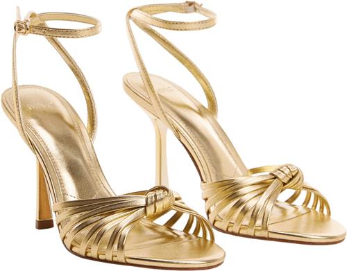 MANGO Strappy Heeled Sandals Kvinde Gold Højhælede Sandaler Str 37 - hos Magasin