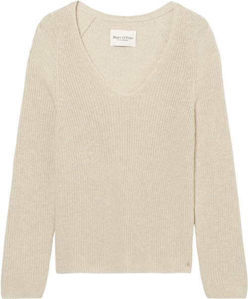 Marc O’Polo Pullover, Vneck, Long-sleeve, Half Kvinde Sandy Melange Sweaters Str XL - hos Magasin