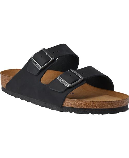 Birkenstock Arizona NU Oiled SFB Kvinde Sort Flade Sandaler Str 44 - hos Magasin