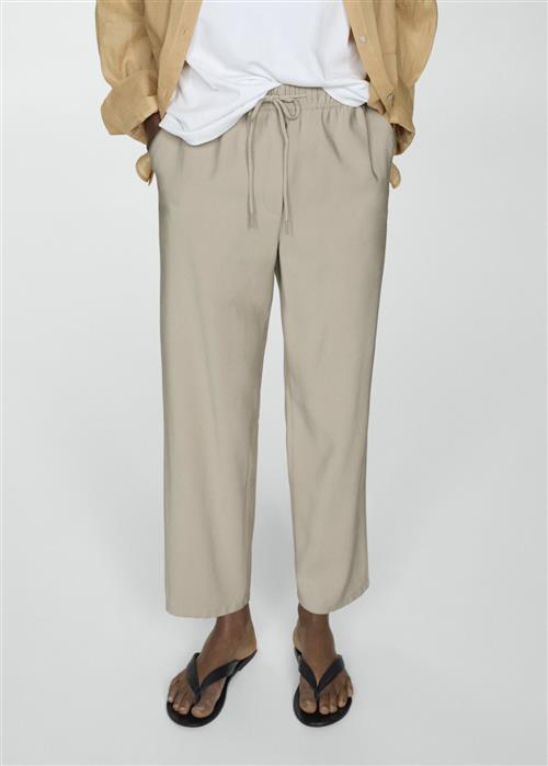 MANGO Drawstring Jogger Trousers Kvinde Light Beige Bukser Med Lige Ben Str L - hos Magasin