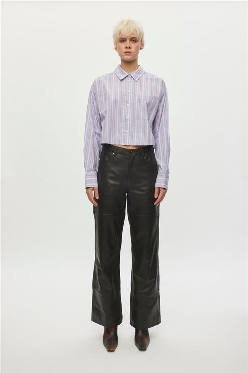 Oval Square Forever Cropped Shirt Kvinde Orchid Pinstripe Langærmede Skjorter Str XS - Bomuld hos Magasin