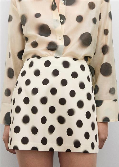 MANGO Polka dot Satin Mini Skirt Kvinde Light Beige Korte Nederdele Str 40 - hos Magasin