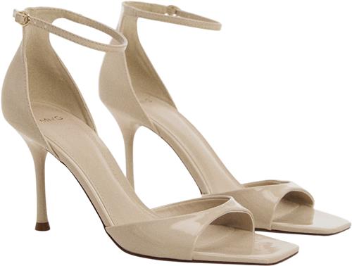 MANGO Patent Leather Effect Heeled Sandal Kvinde Light Beige Højhælede Sandaler Str 39 - hos Magasin