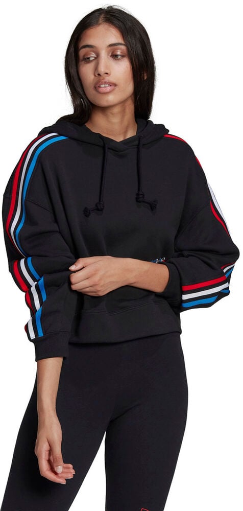 adidas Adicolor Tricolor Trefoil Crop Hættetrøje 38 - Hættetrøjer & Sweatshirts Bomuld hos Magasin