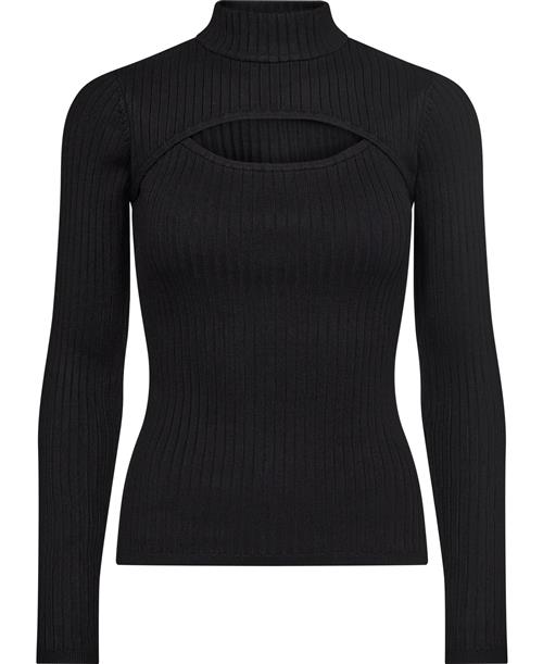 GUESS LS RIB Cutout Clarita Swtr Kvinde Jet Black A996 Langærmede T-shirts Str S - hos Magasin