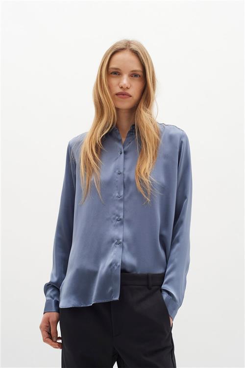 InWear Leonore Shirt Premium 100 Silk Kvinde Flint Stone Langærmede Skjorter Relaxed Fit Str 40 - hos Magasin