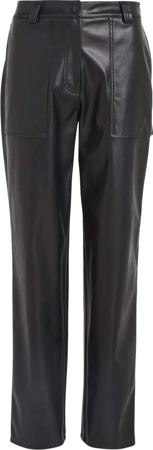 Se Calvin Klein High Rise Straight fit Leather Pants Kvinde Beh Læderbukser Regular Fit Str S - Polyester hos Magasin ved Magasin