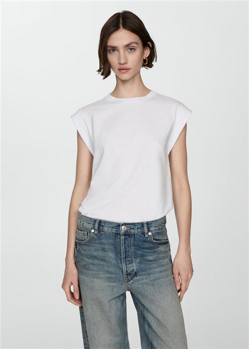 MANGO Shortsleeved Cotton T-shirt Kvinde White Kortærmede T-shirts Str XS - hos Magasin