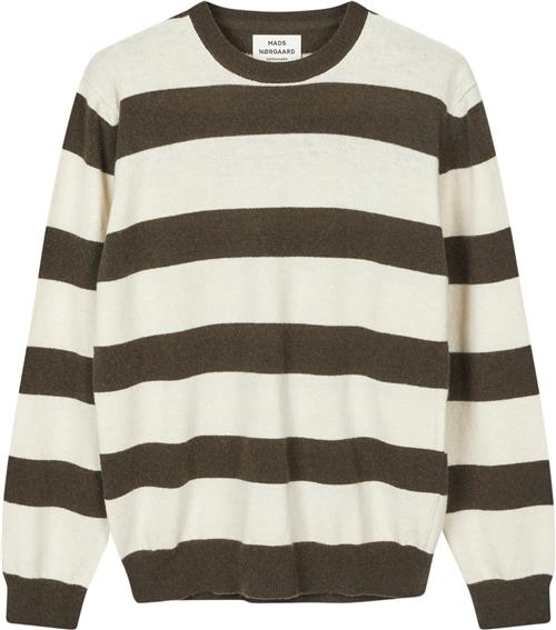 Se Mads Nørgaard - Copenhagen Eco Wool Stripe Kasey Sweater Kvinde Brun Og Hvid Med Striber Sweaters Str S - hos Magasin ved Magasin