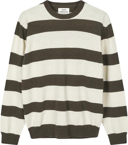 Se Mads Nørgaard - Copenhagen Eco Wool Stripe Kasey Sweater Kvinde Brun Og Hvid Med Striber Sweaters Str M - hos Magasin ved Magasin