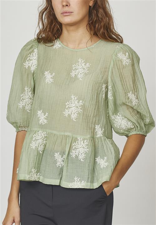 Se Love&Divine Love1155 Kvinde Pale Green/cream Langærmede Bluser Str L - hos Magasin ved Magasin