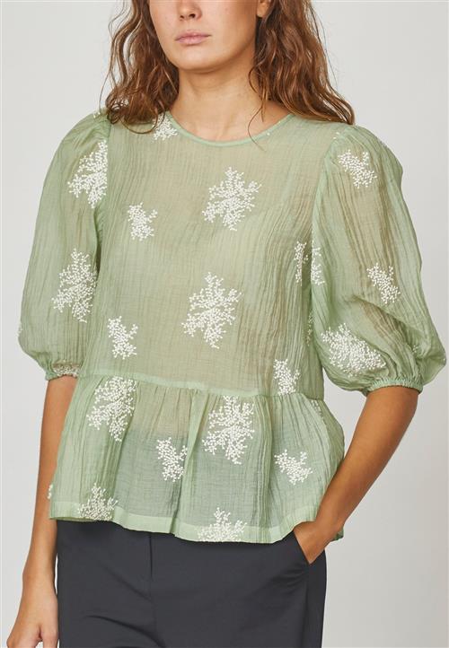 Love&Divine Love1155 Kvinde Pale Green/cream Langærmede Bluser Str XL - hos Magasin