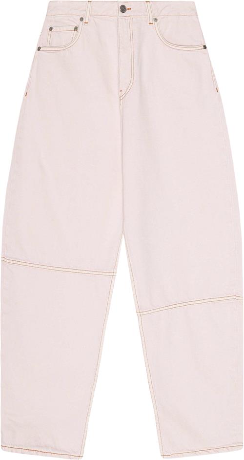 Ganni Overdyed Denim Stary Kvinde Chalk Pink Bukser Med Brede Ben Str 27 Denim - hos Magasin