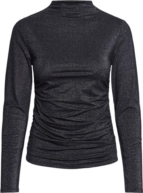 Pieces Pcmonica LS Glitter Ruching TOP NOO Kvinde Striber/tern Toppe Tight Fit Str S - hos Magasin