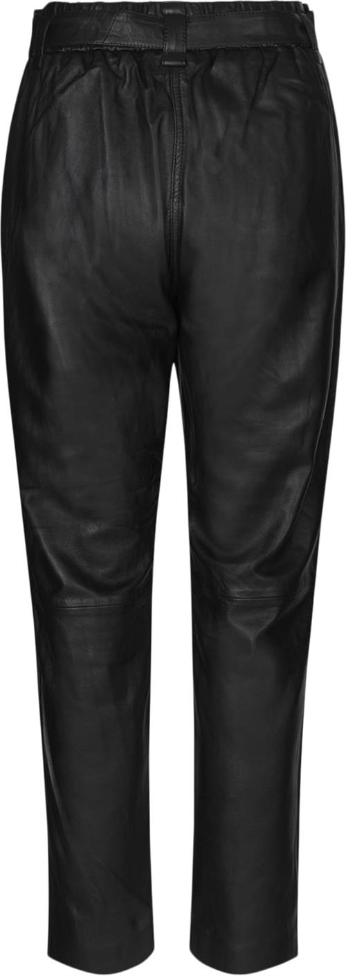 Se Second Female Indie Leather New Trousers Kvinde Black Læderbukser Str L - hos Magasin ved Magasin