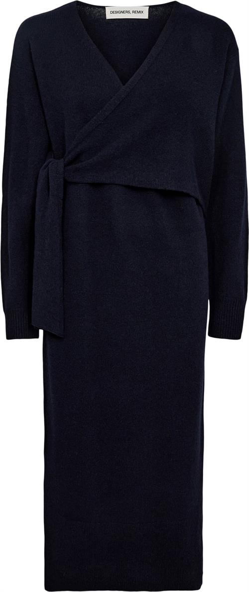 Designers Remix Carmen Wrap Dress Kvinde Midnight Blue Sweaters Str S - hos Magasin