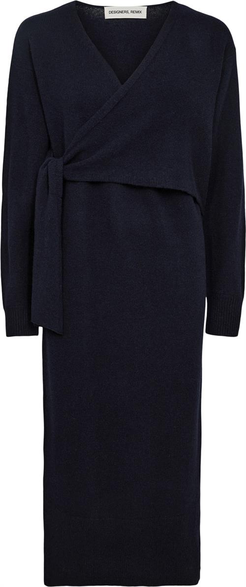 Designers Remix Carmen Wrap Dress Kvinde Midnight Blue Sweaters Str M - hos Magasin