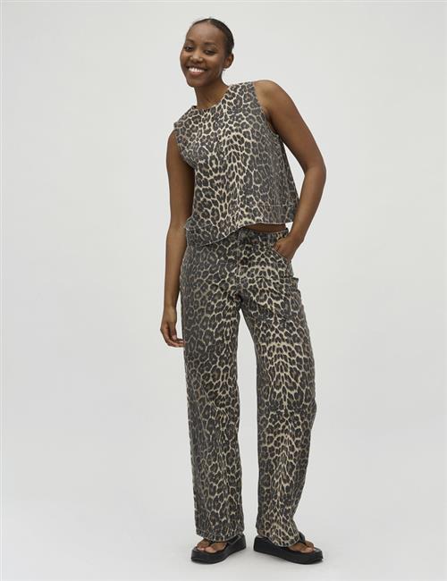 Se Global Funk Cadiang Kvinde Leopard Mist Bukser Med Lige Ben Str L - hos Magasin ved Magasin