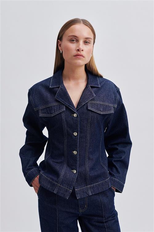 Second Female Columbus Jacket Kvinde Dark Blue Denim Denimjakker Str L - hos Magasin