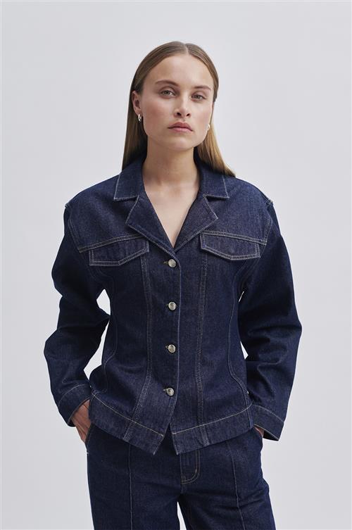 Second Female Columbus Jacket Kvinde Dark Blue Denim Denimjakker Str XL - hos Magasin