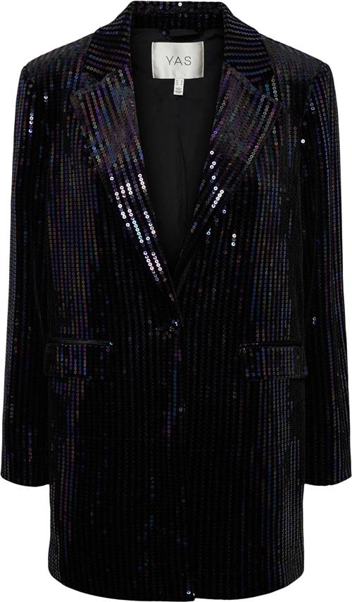 YAS Yaseliva Sequin LS Long Blazer SH Kvinde Sort Blazere Str L - Polyester hos Magasin