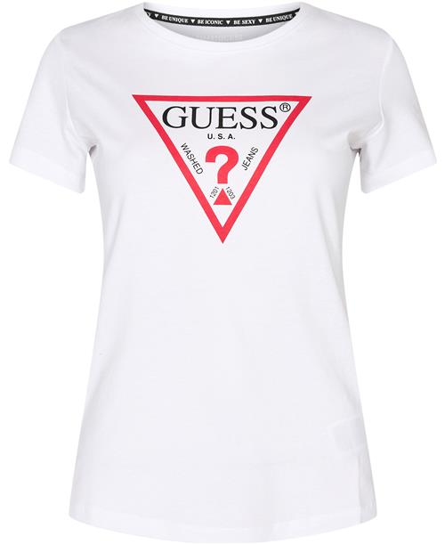 Se GUESS SS CN Original TEE Kvinde Pure White Kortærmede T-shirts Str L - Bomuld hos Magasin ved Magasin