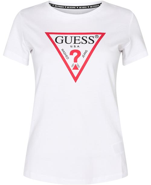 GUESS SS CN Original TEE Kvinde Pure White Kortærmede T-shirts Str XL - Bomuld hos Magasin