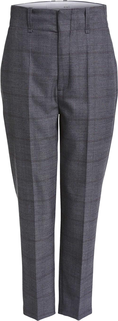 Oui Hose/pants Kvinde Grey Red Bukser Med Smalle Ben Casual Fit Str 38 - hos Magasin