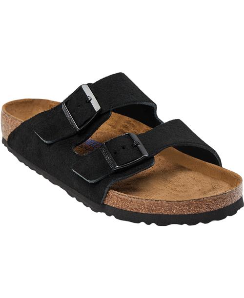 Se Birkenstock Arizona SFB Suede Black Mand Black Sandaler Str 41 - hos Magasin ved Magasin