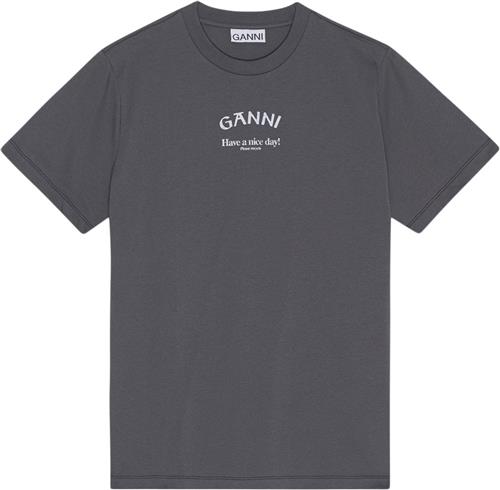 Ganni Basic Jersey Ganni Relaxed Tshirt Kvinde Volcanic Ash Kortærmede T-shirts Str XS - hos Magasin