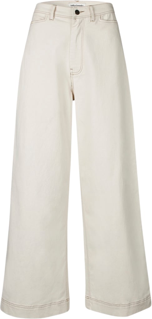 Lollys Laundry Floridall Pants Kvinde Creme Bukser Med Brede Ben Str S - Lycra hos Magasin