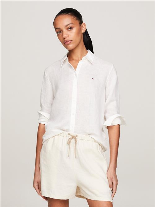 Tommy Hilfiger Linen Relaxed Shirt LS Kvinde Ybl Langærmede Skjorter Str 38 - hos Magasin