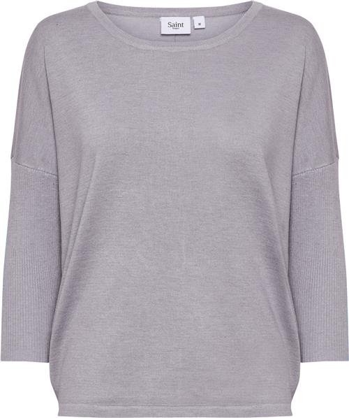 Saint Tropez A2561, Milasz Rneck Pullover Kvinde Dapple Gray Melange Sweaters Casual Fit Str S - hos Magasin