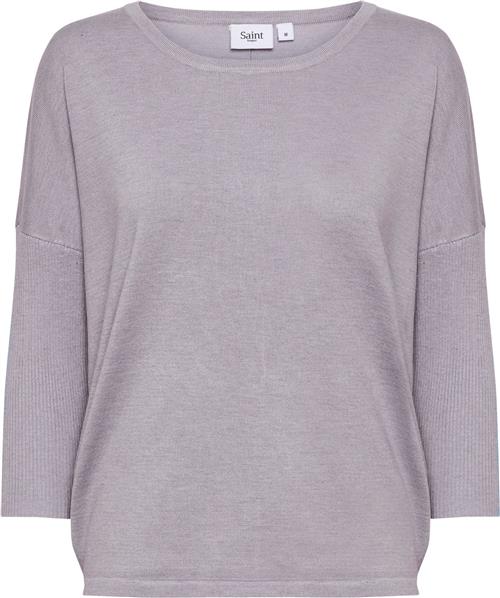 Saint Tropez A2561, Milasz Rneck Pullover Kvinde Dapple Gray Melange Sweaters Casual Fit Str M - hos Magasin