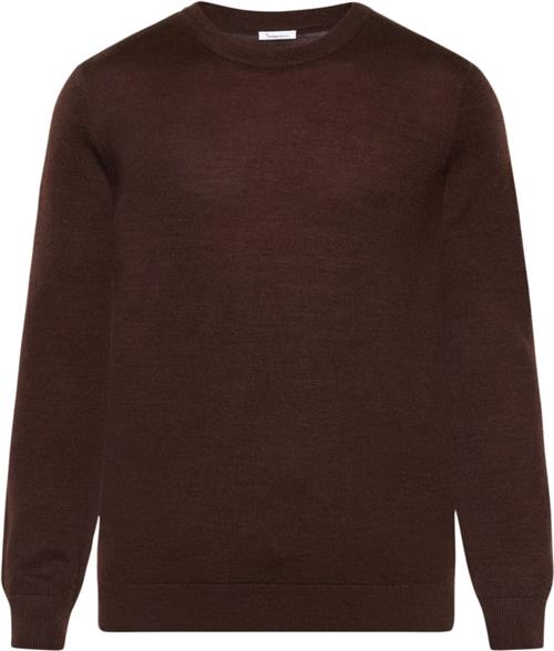 Knowledge Cotton Apparel Regular Merino Knit Crew Neck RWS Mand Demitasse (Brown) Sweaters Str XL Merino - hos Magasin