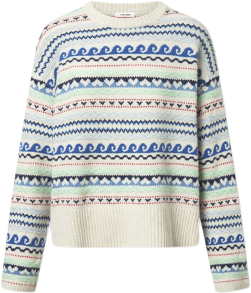 Nué Notes Milo Crewneck Kvinde Egret Multi Knit Sweaters Str XS - hos Magasin