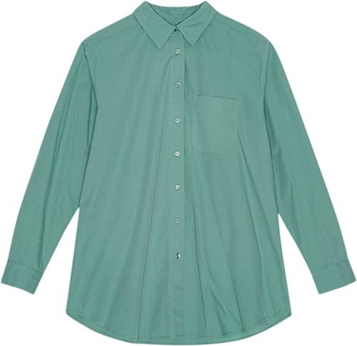 Moshi Moshi Mind Gaia Shirt Poplin Kvinde Aqua Green Langærmede Skjorter Str L - hos Magasin