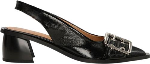 Ganni Feminine Buckle Slingback Pump Napl Kvinde Black Slingbacks Str 40 - hos Magasin