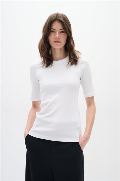 InWear Dagnaiw Tshirt Kvinde Pure White Kortærmede T-shirts Slim Fit Str L - Bomuld hos Magasin