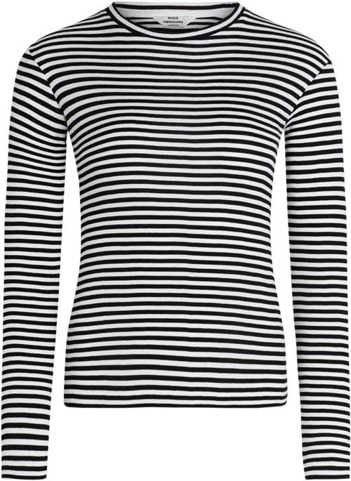 Mads Nørgaard - Copenhagen 2x2 Cotton Stripe Tuba Top Kvinde Sort Langærmede T-shirts Str L - hos Magasin