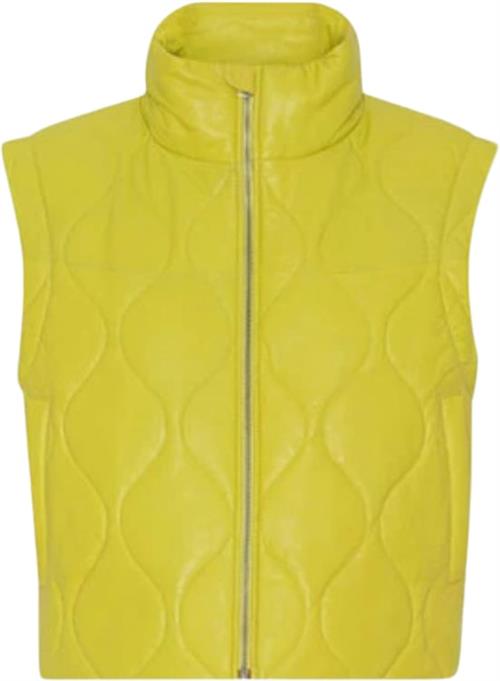 Se MDK Edinburgh Everyday 100% Leather Quilted Vest Kvinde Sulphur Spring Veste Str 36 - Læder hos Magasin ved Magasin