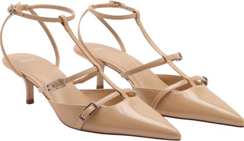 Se MANGO Heeled Shoes With Buckles Kvinde Lt-pastel Pink Højhælede Sandaler Str 39 - hos Magasin ved Magasin