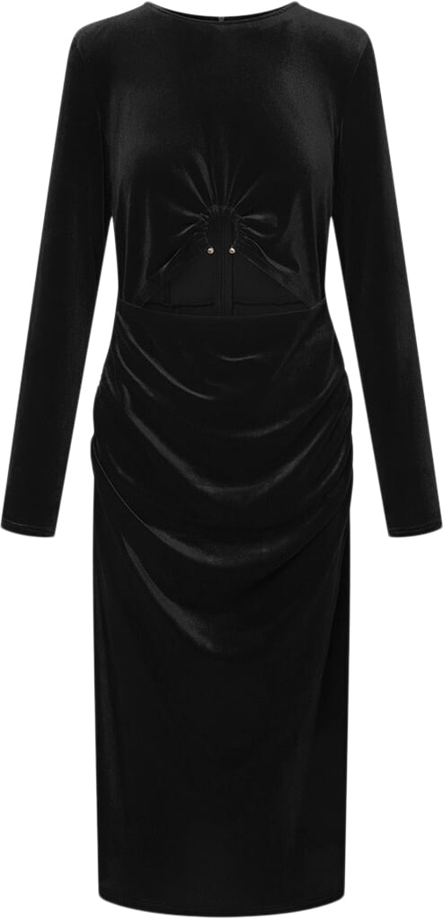 HUNKØN Saga Velour Dress Kvinde Black Midi Kjoler Str L Velour - hos Magasin