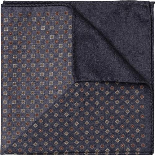 ETON Navy Blue Twoface Printed Wool Pocket Square One Size - Slips Uld hos Magasin